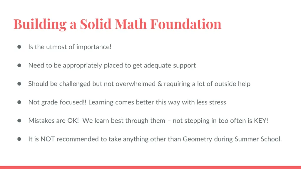 building a solid math foundation