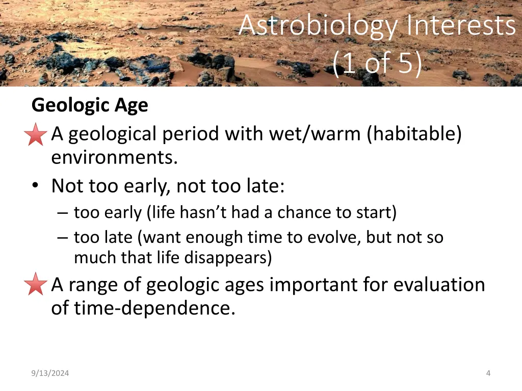 astrobiology interests 1 of 5