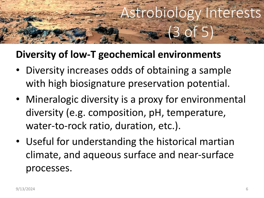 astrobiology interests 3 of 5