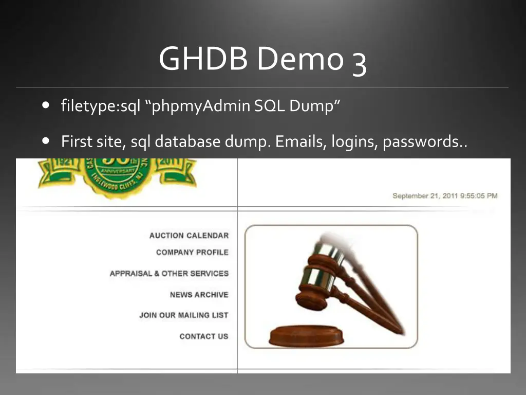 ghdb demo 3