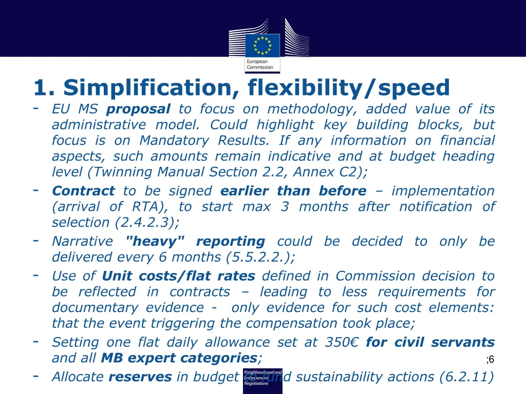 1 simplification flexibility speed eu ms proposal