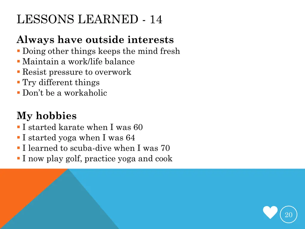 lessons learned 14