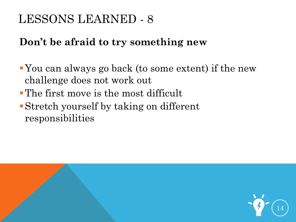 lessons learned 8