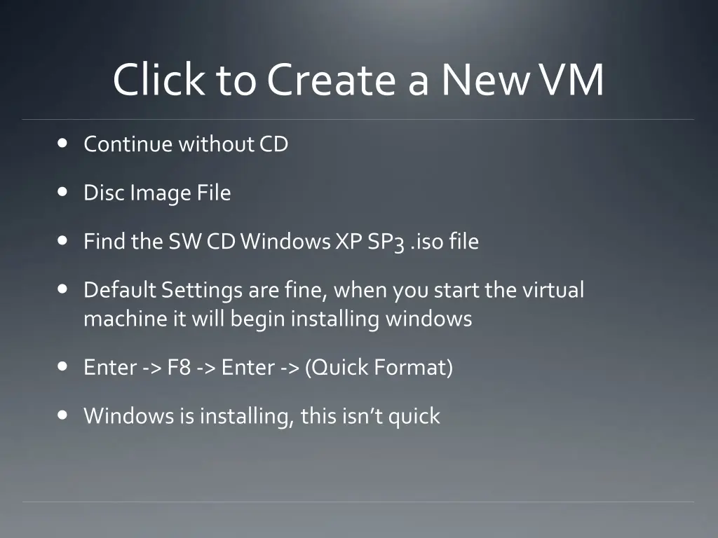 click to create a new vm