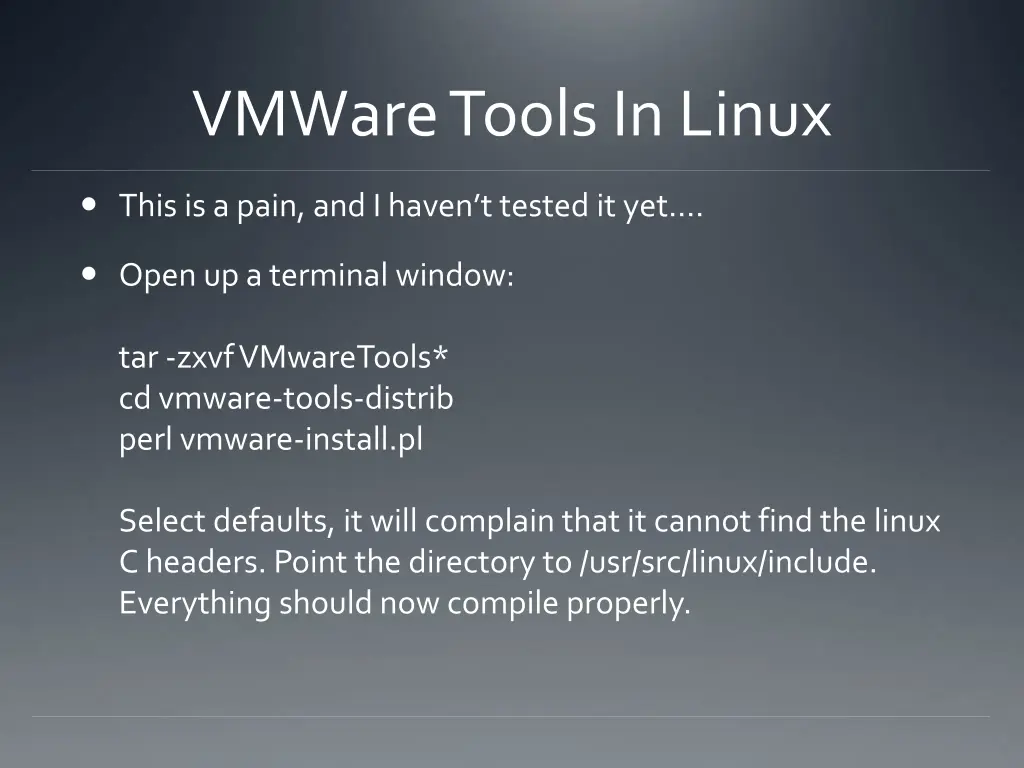 vmwaretools in linux