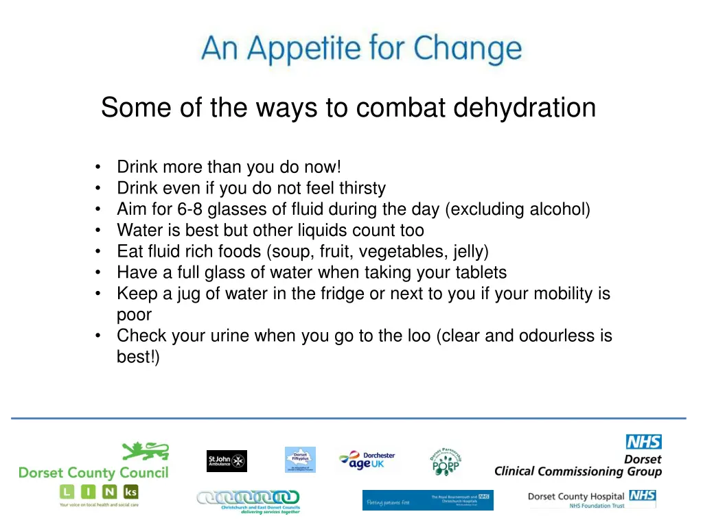 some of the ways to combat dehydration