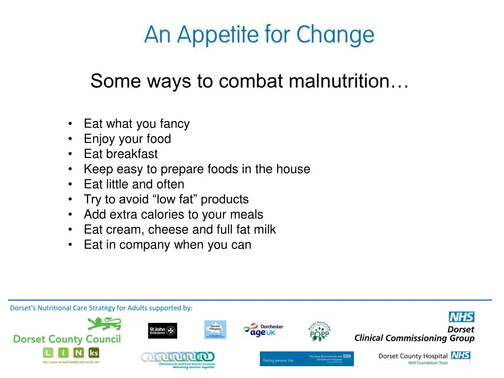 some ways to combat malnutrition