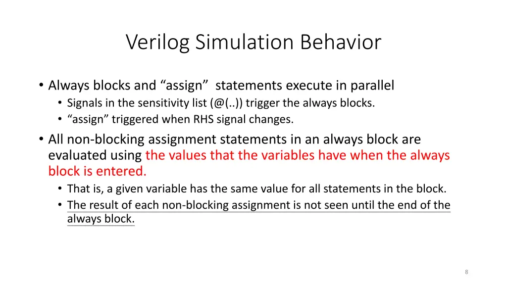 verilog simulation behavior