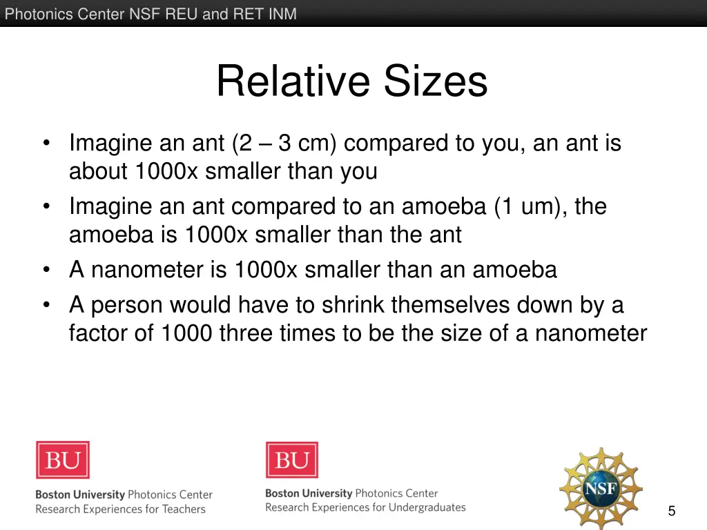 photonics center nsf reu and ret inm 3