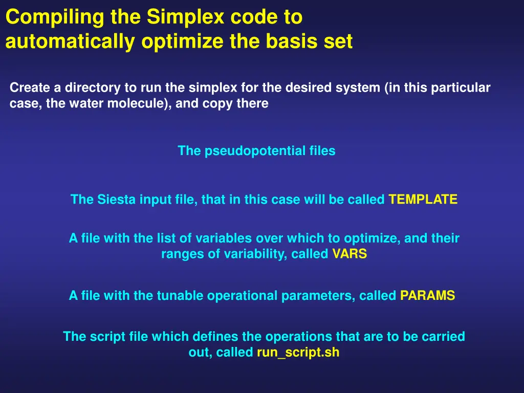 compiling the simplex code to automatically 1