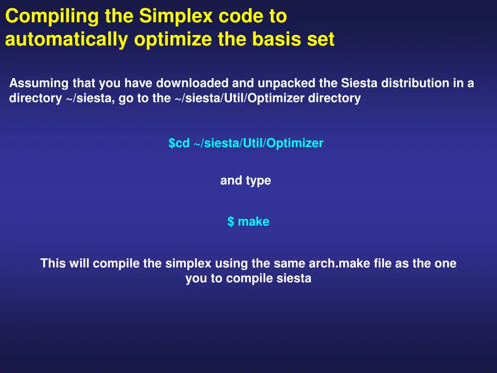 compiling the simplex code to automatically