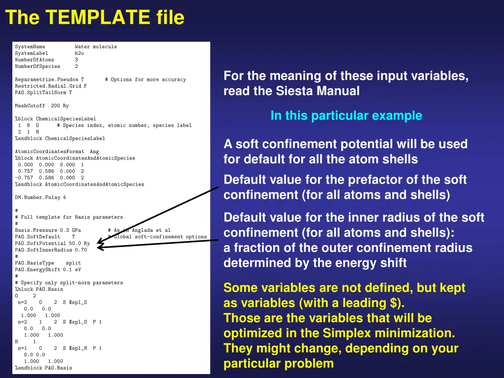 the template file