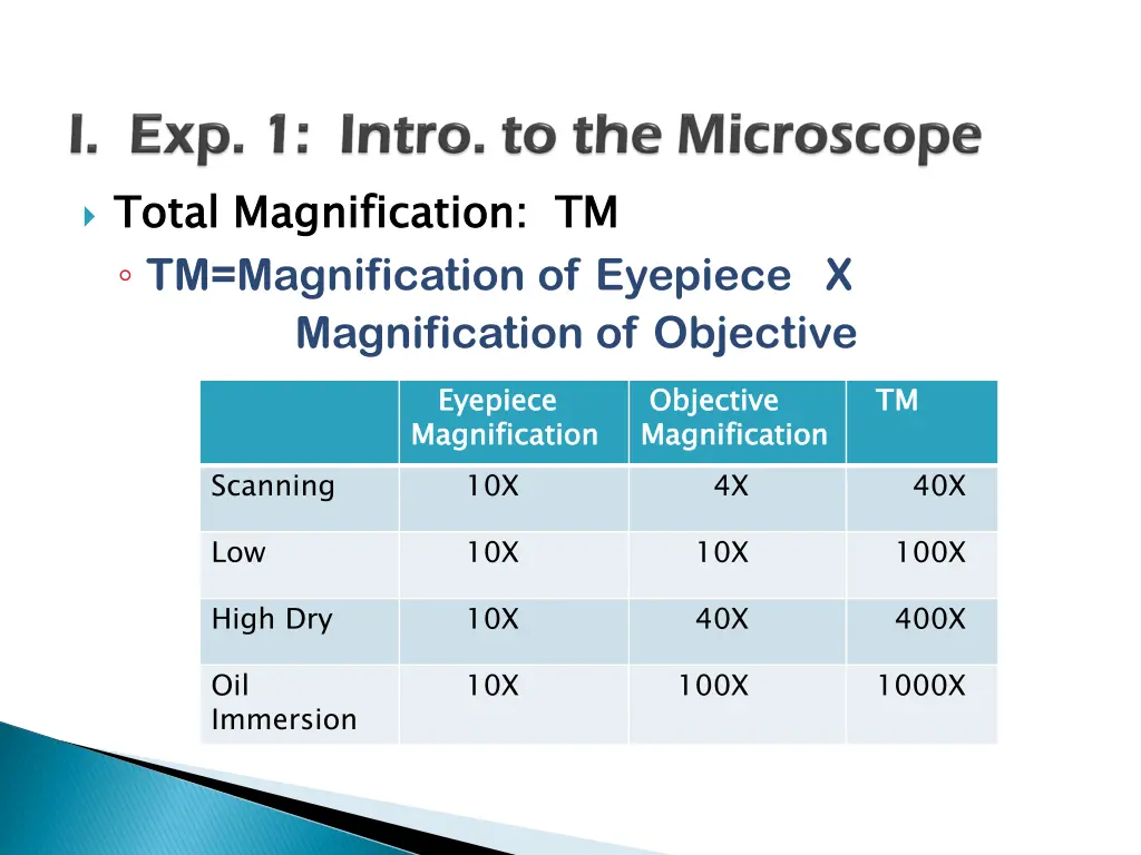 total magnification tm tm magnification