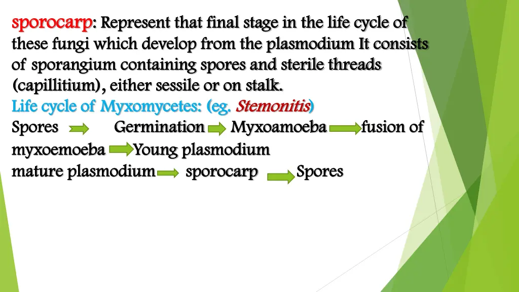 sporocarp sporocarp represent that final stage