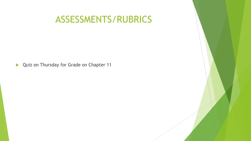 assessments rubrics