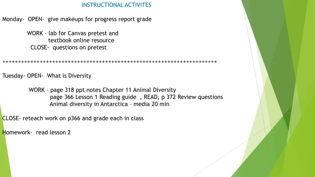 instructional activites