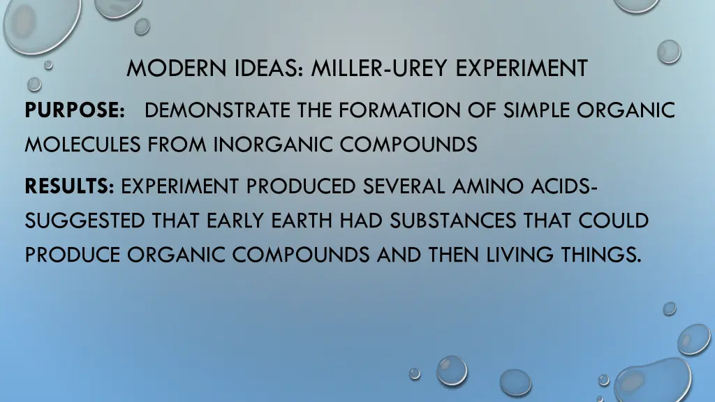 modern ideas miller urey experiment 1