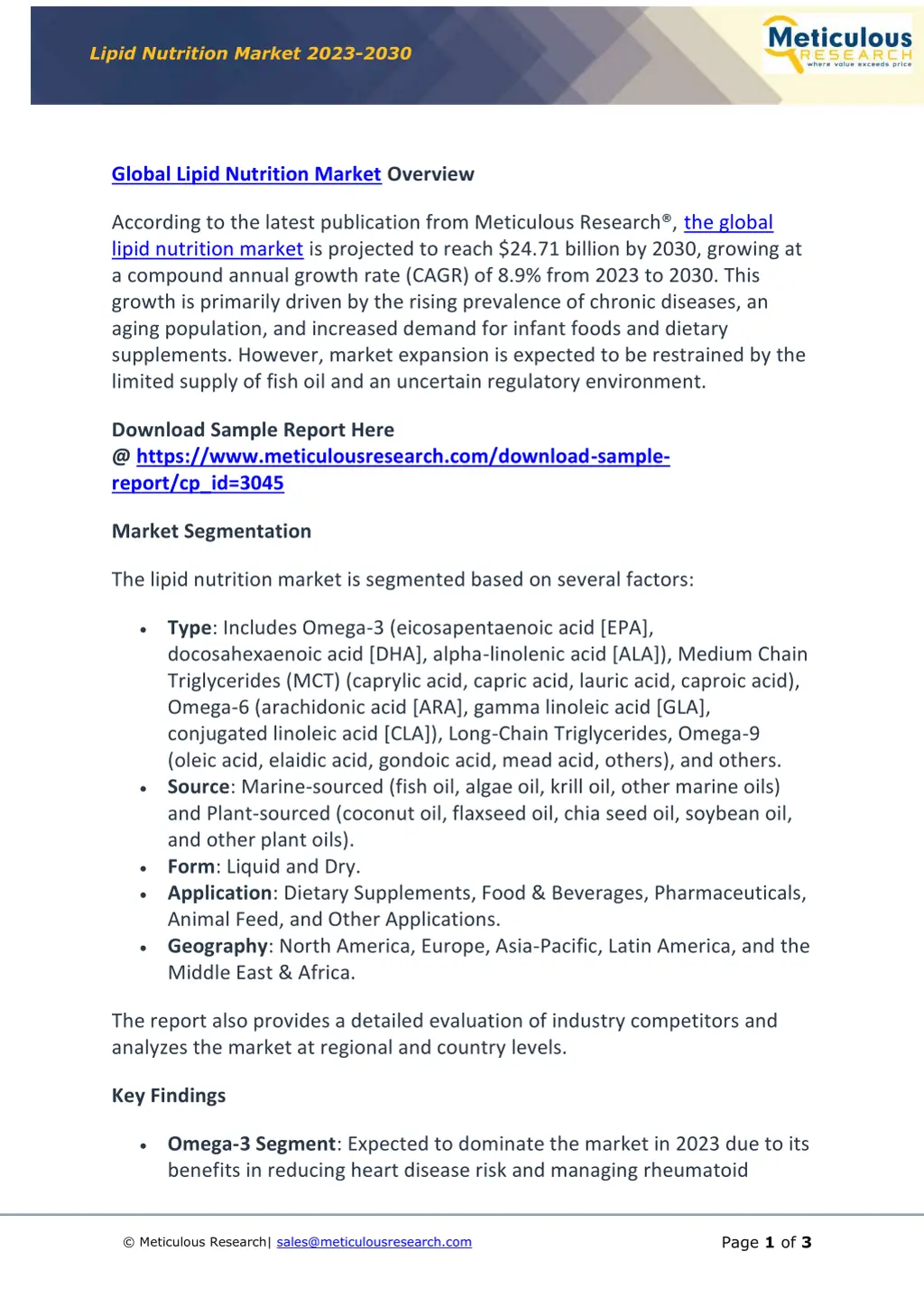 lipid nutrition market 2023 2030