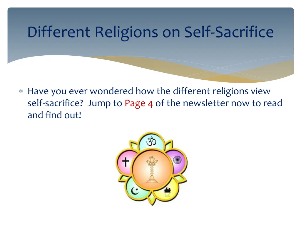 different religions on self sacrifice