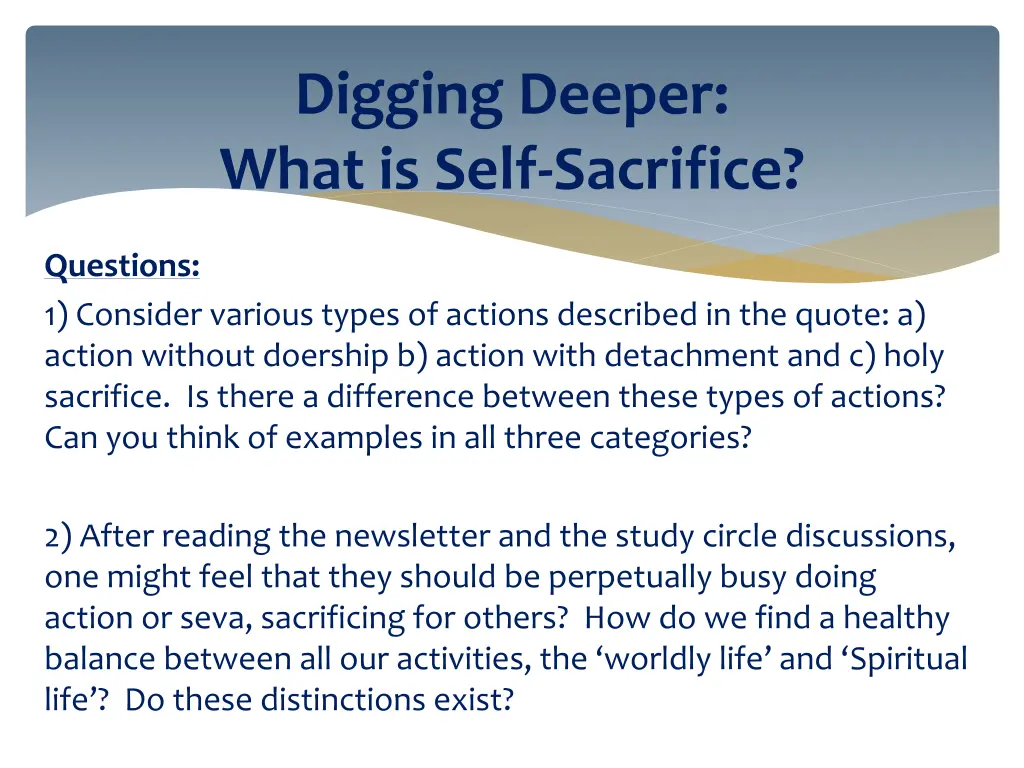 digging deeper what is self sacrifice 1