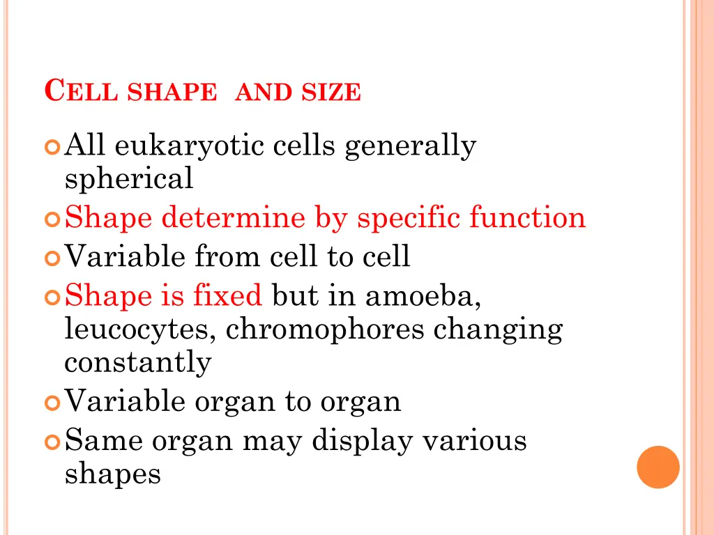 c ell shape and size