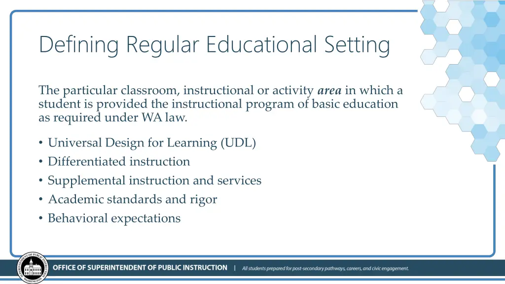 defining regular educational setting