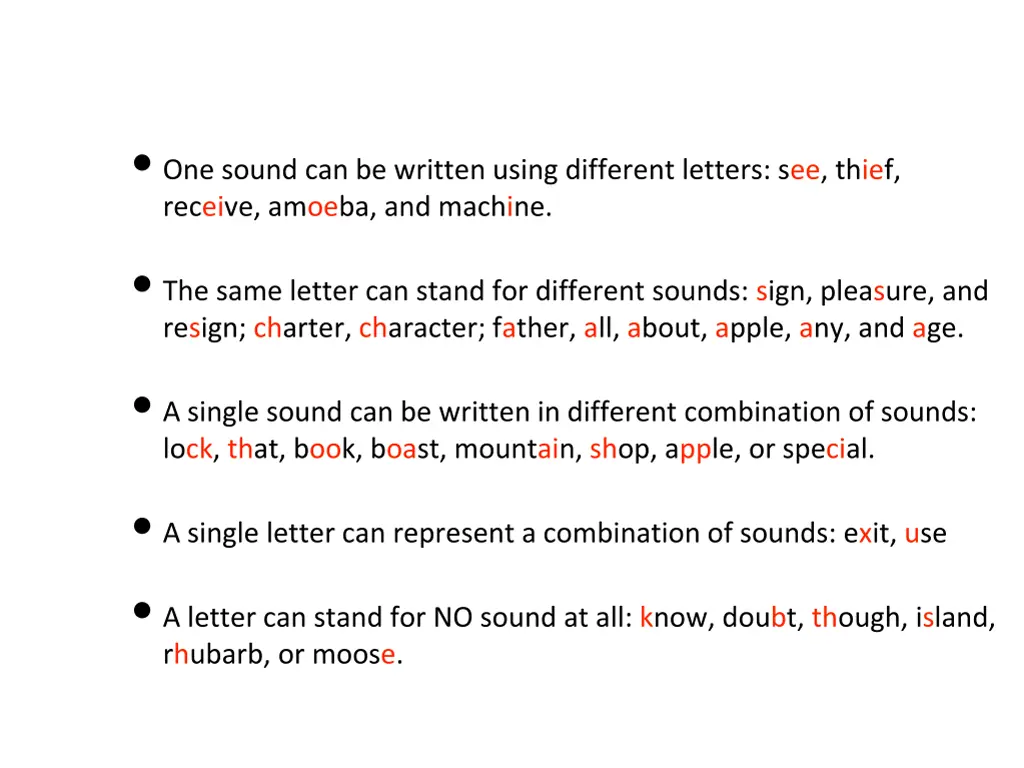 one sound can be written using different letters