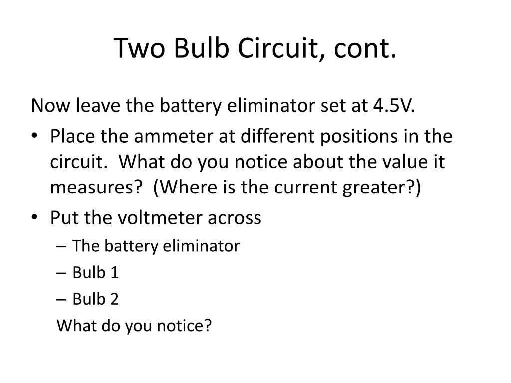 two bulb circuit cont