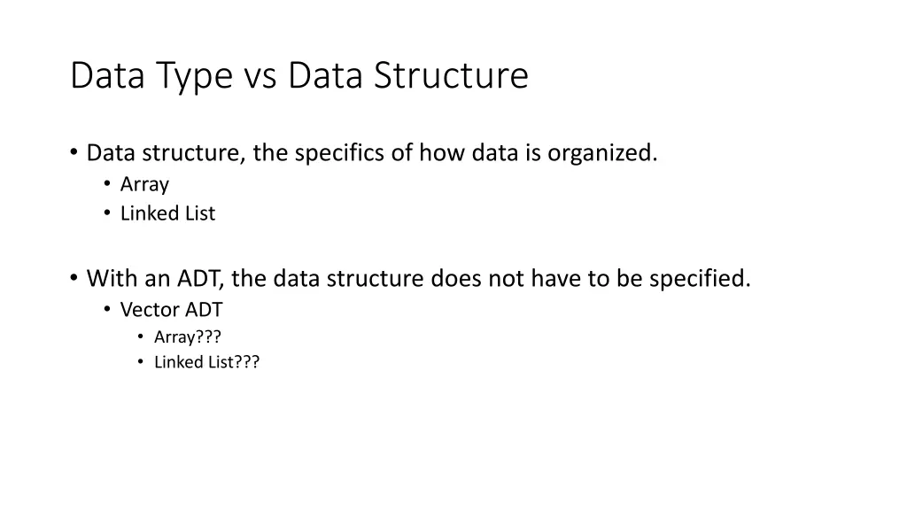 data type vs data structure