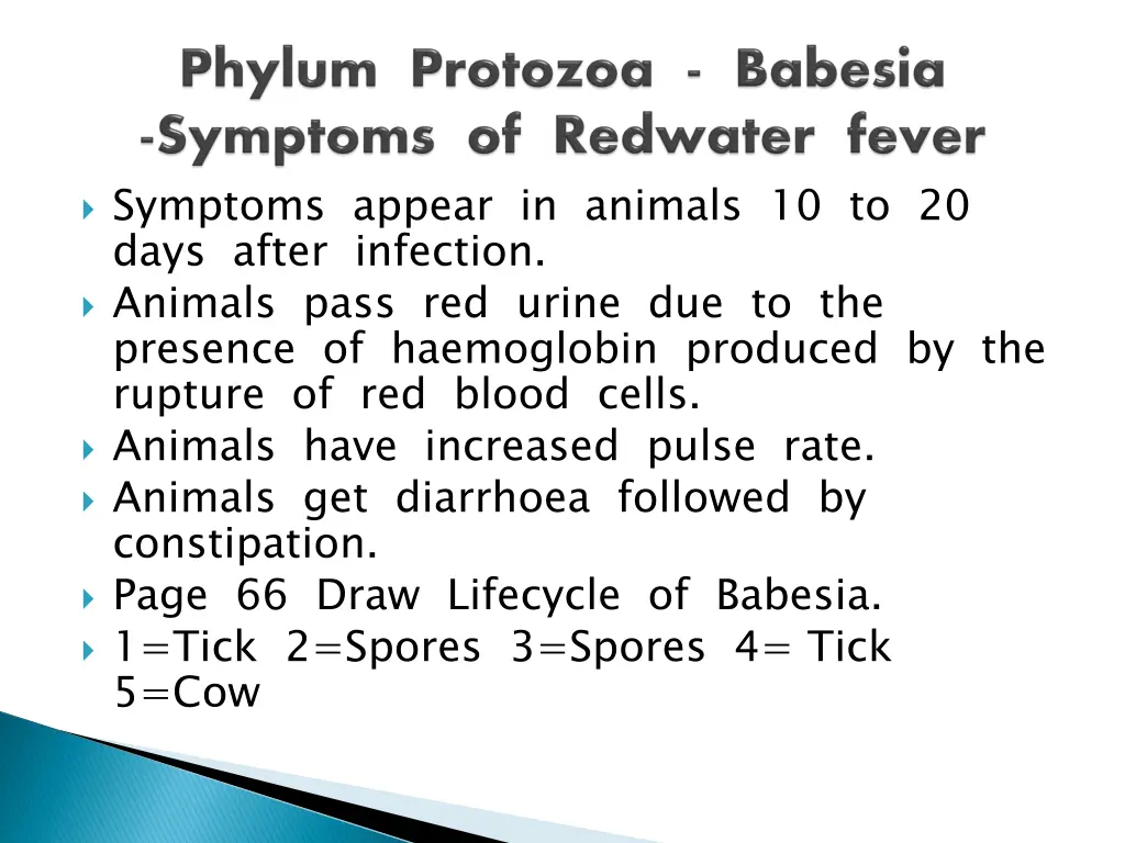 symptoms appear in animals 10 to 20 days after