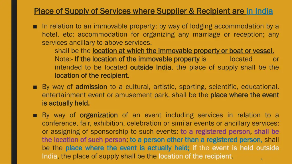 place of supply of services where supplier