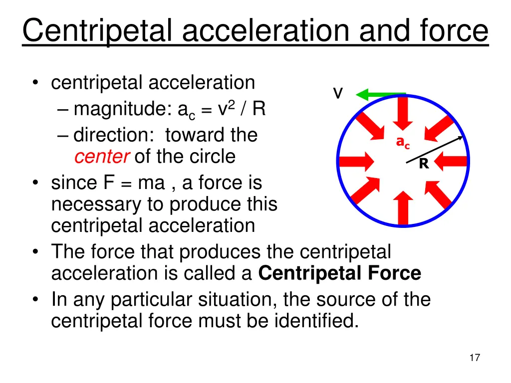 centripetal acceleration and force