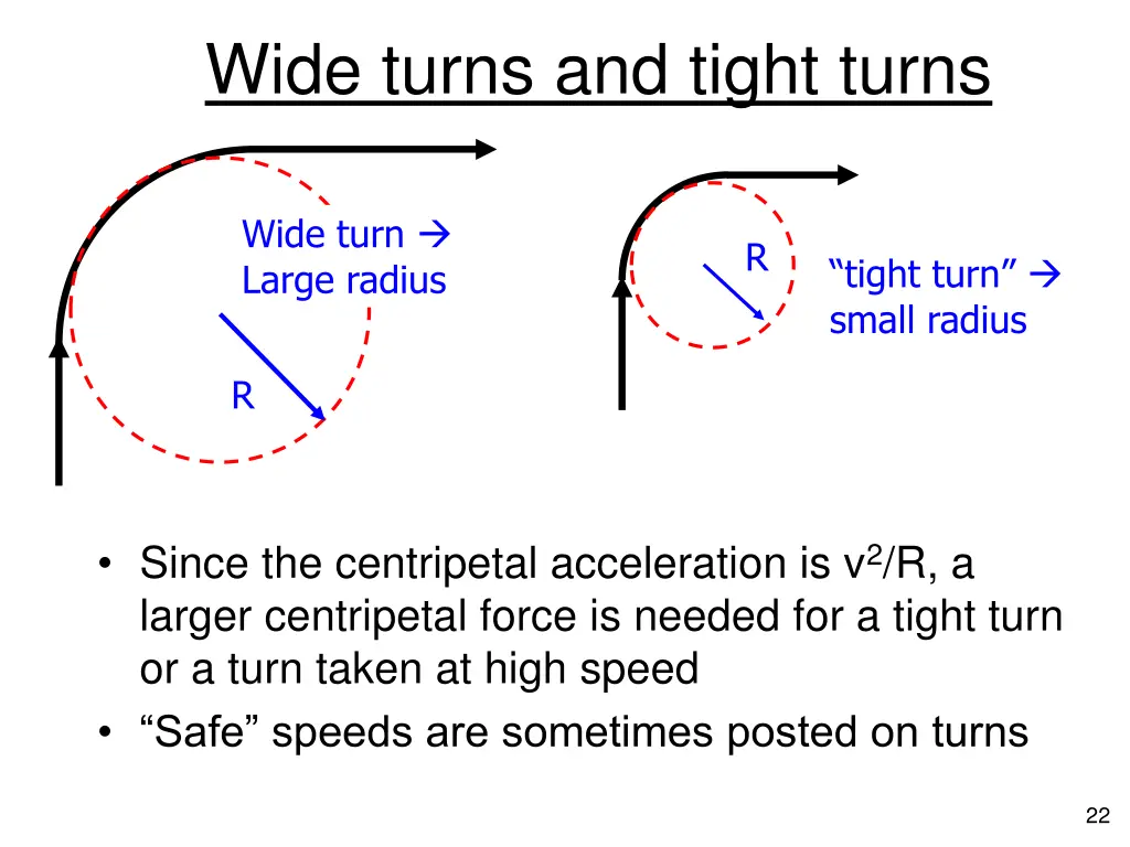 wide turns and tight turns