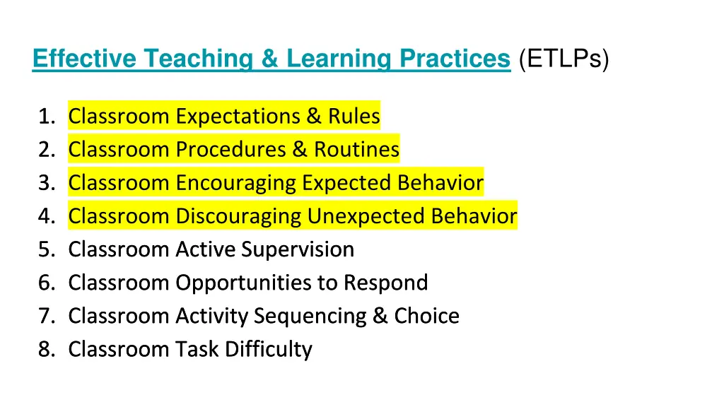 effective teaching learning practices etlps