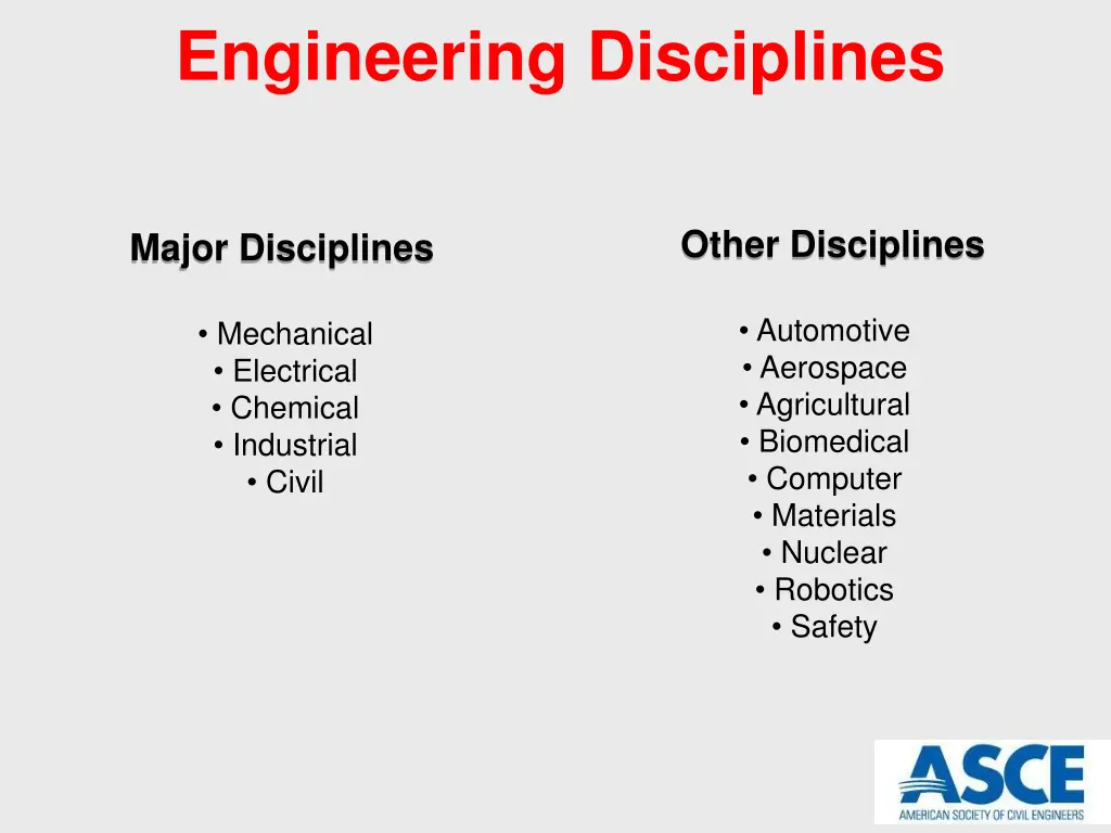 engineering disciplines