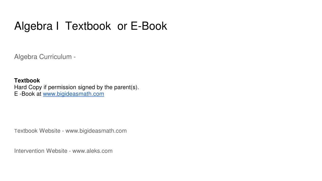 algebra i textbook or e book