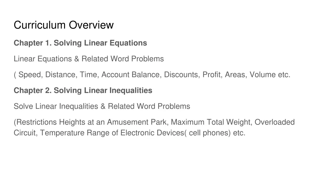 curriculum overview