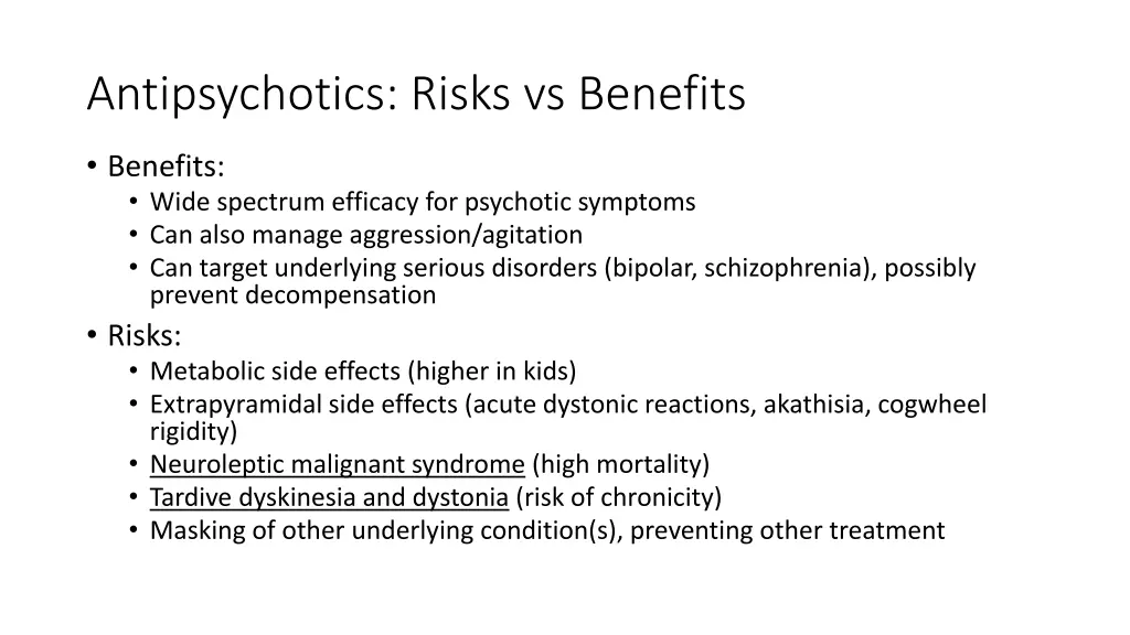 antipsychotics risks vs benefits