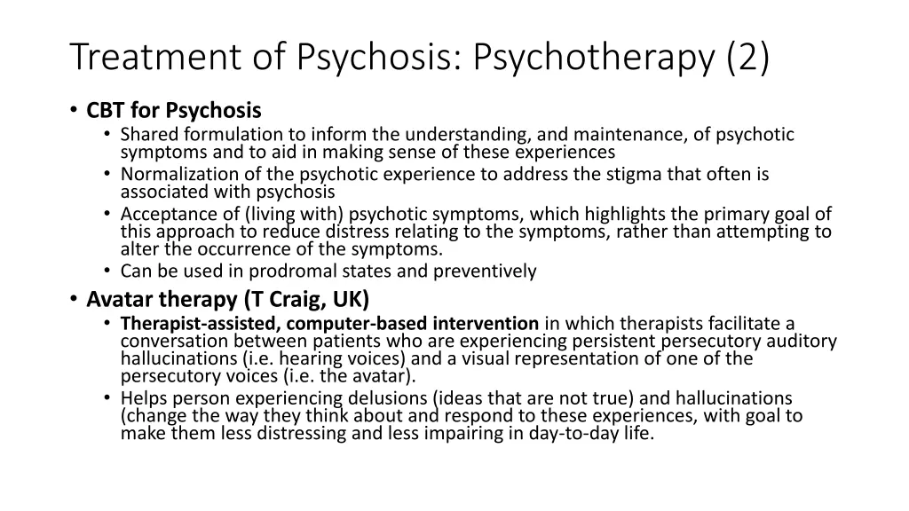 treatment of psychosis psychotherapy 2