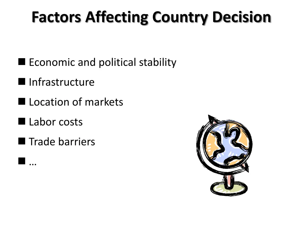 factors affecting country decision