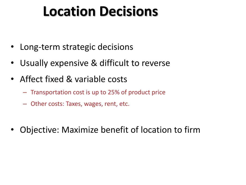 location decisions