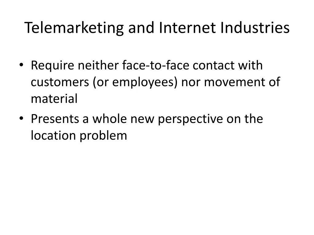 telemarketing and internet industries