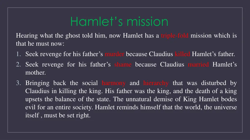 hamlet s mission