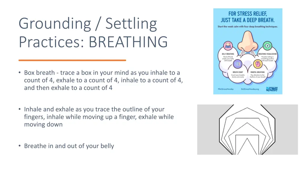 grounding settling practices breathing