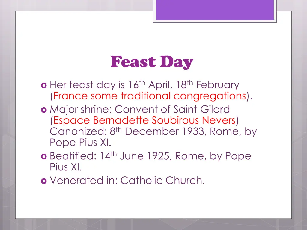 feast day