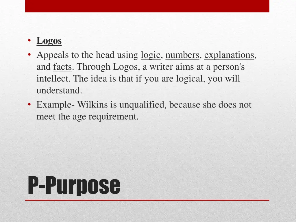 logos appeals to the head using logic numbers