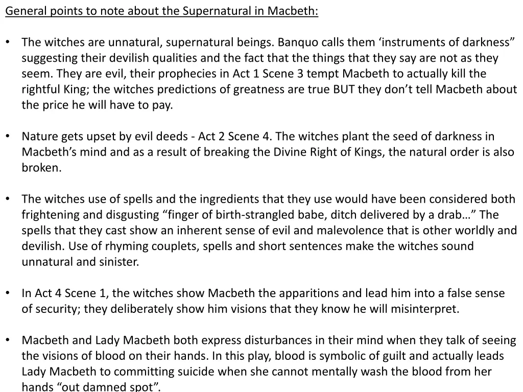 general points to note about the supernatural