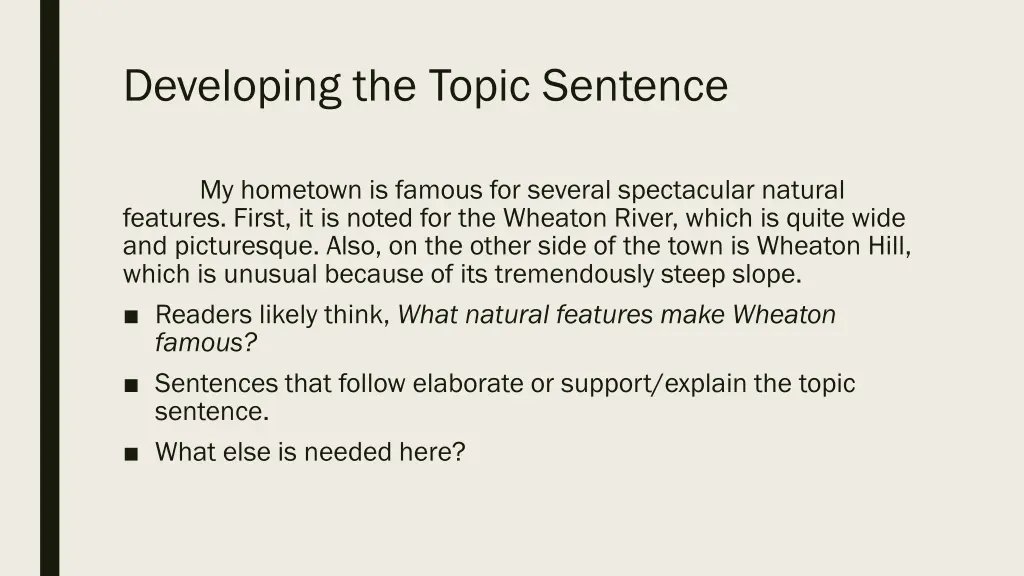 developing the topic sentence