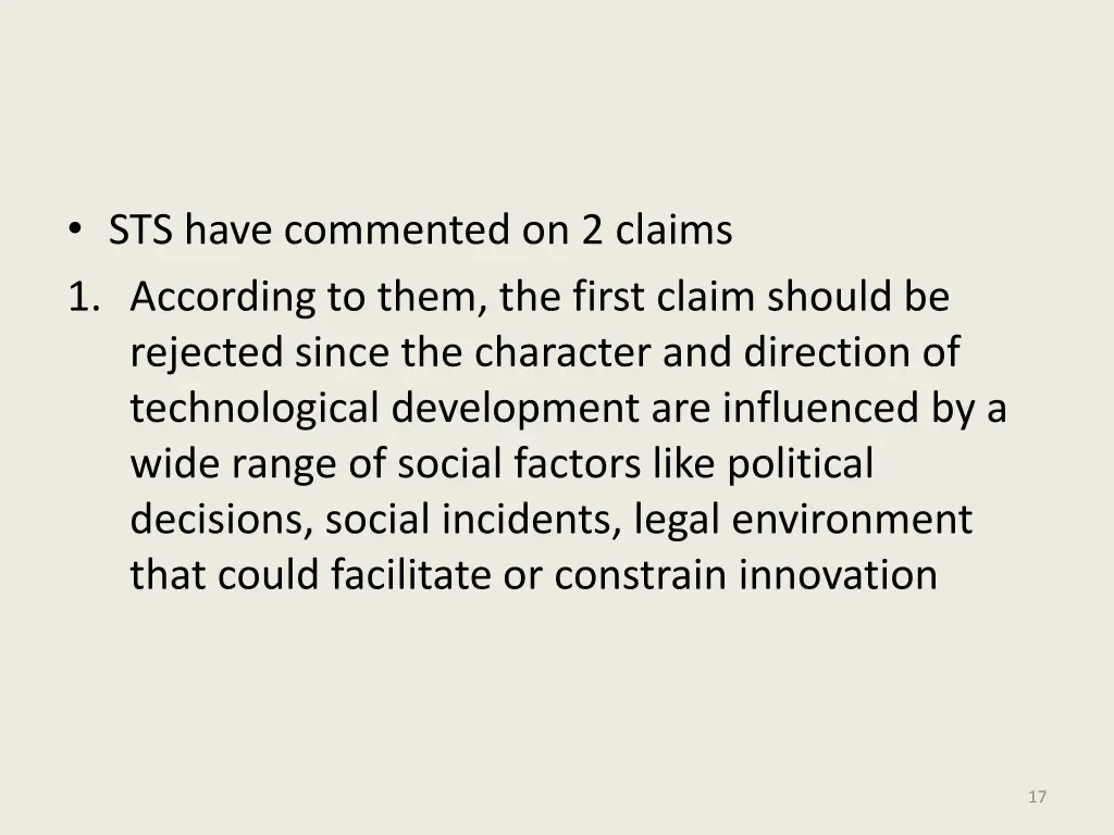 sts have commented on 2 claims 1 according