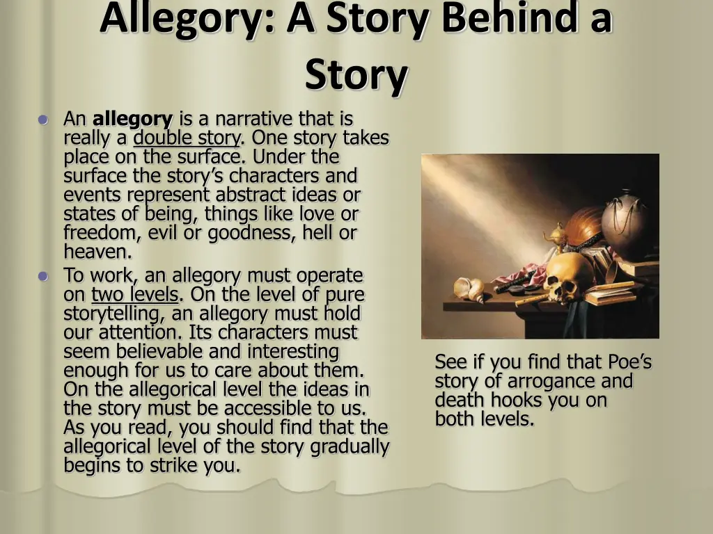 allegory a story behind a story an allegory